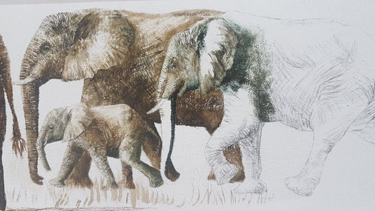 Elephant Migration - A5 Print of Work in progress 2