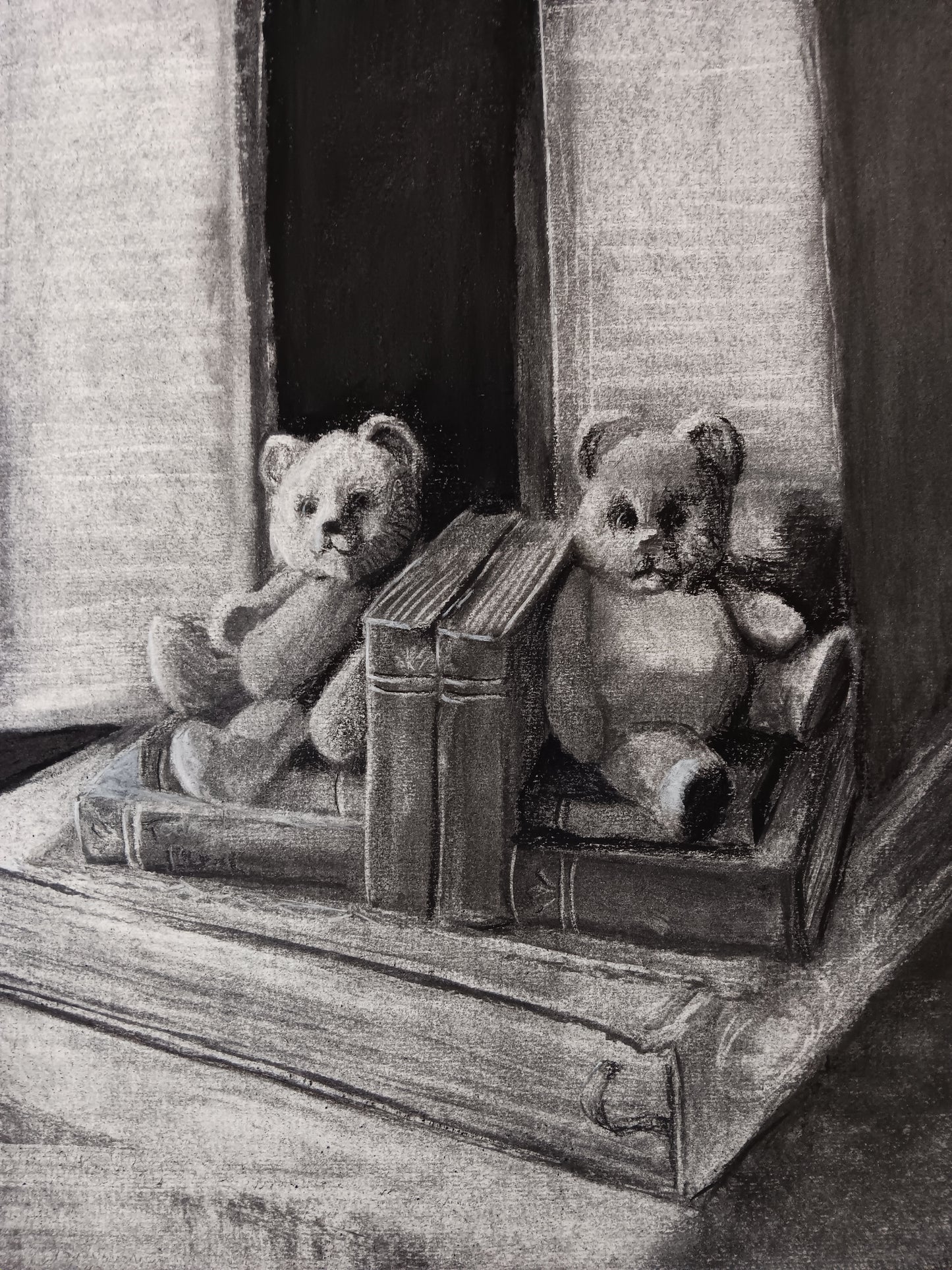 Teddy Friends - Drawing in Charcoal on Artists Quality Paper - 490mm x 440mm