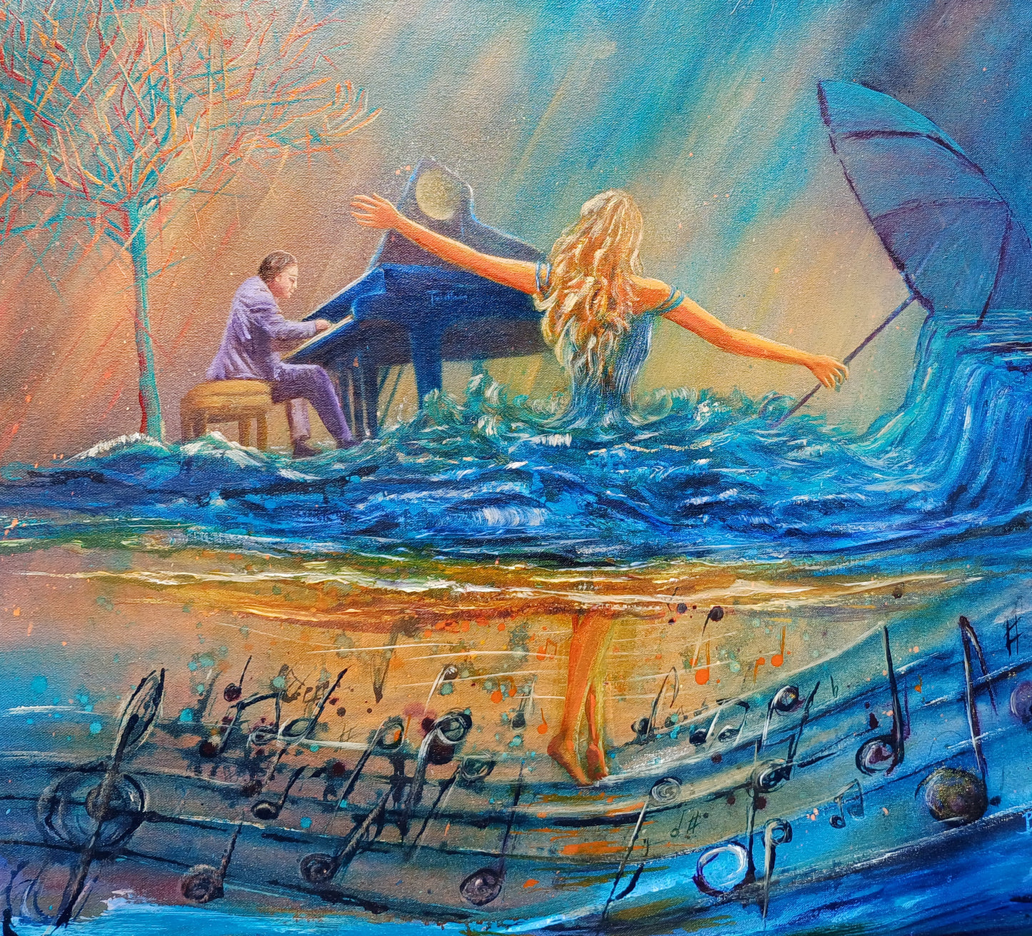 Let the Music Flow - Painting in Oil on Canvas - 610mm x 610mm