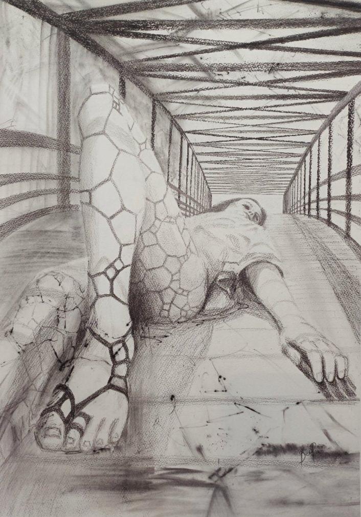 Tanning Tights - Drawing in Graphite on Artists Quality Paper - 760mm x 555mm