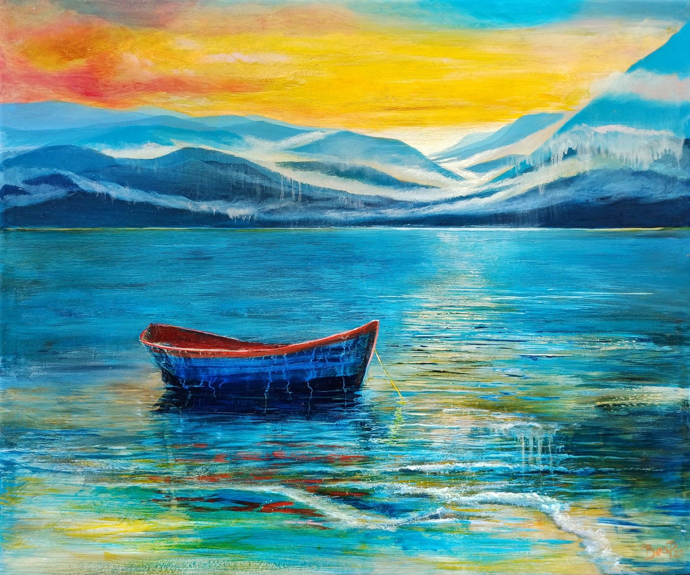 Still Moments 2 - Painting in Oil on Silk - 470mm x 655mm