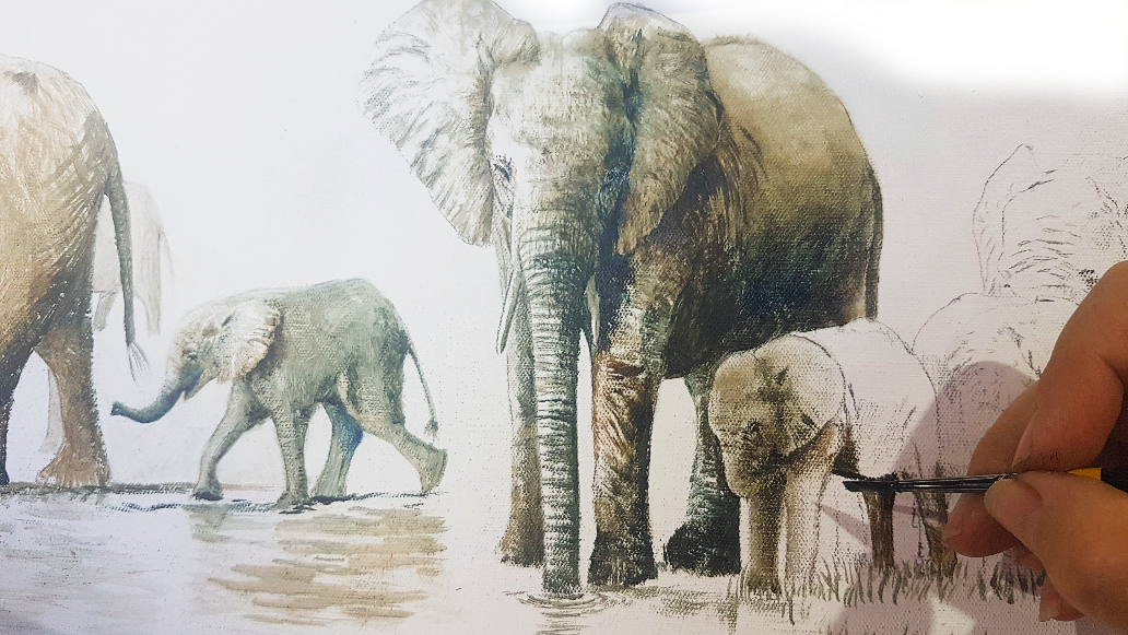 Elephant Migration - A5 Print of Work in progress 7