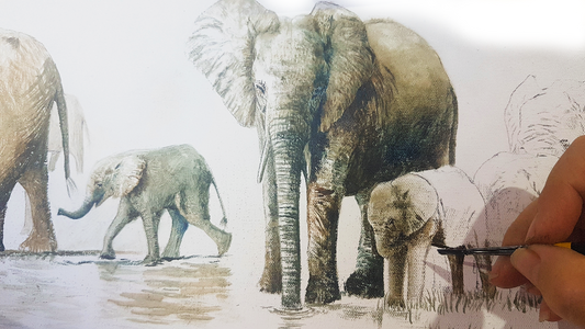 Elephant Migration - A5 Print of Work in progress 7