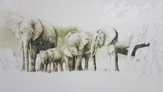Elephant Migration - A5 Print of Work in progress 4