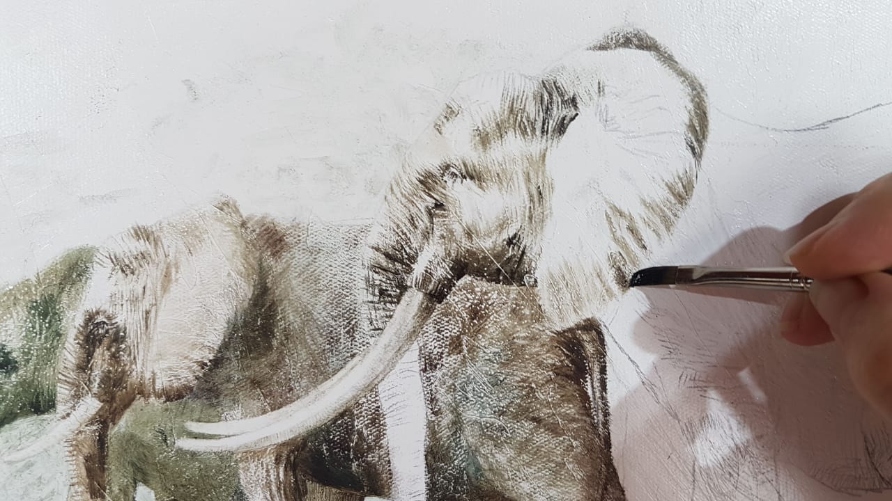 Elephant Migration - A5 Print of Work in progress 6