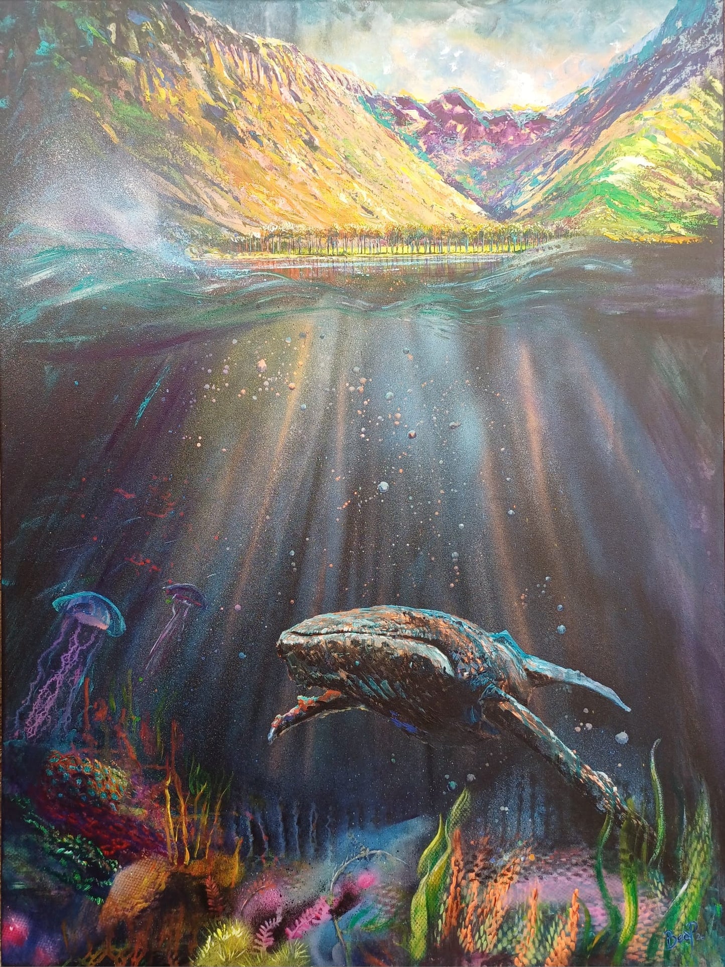 Quiet Time - Painting in mixed media and oil on canvas - 1200mm x 900mm