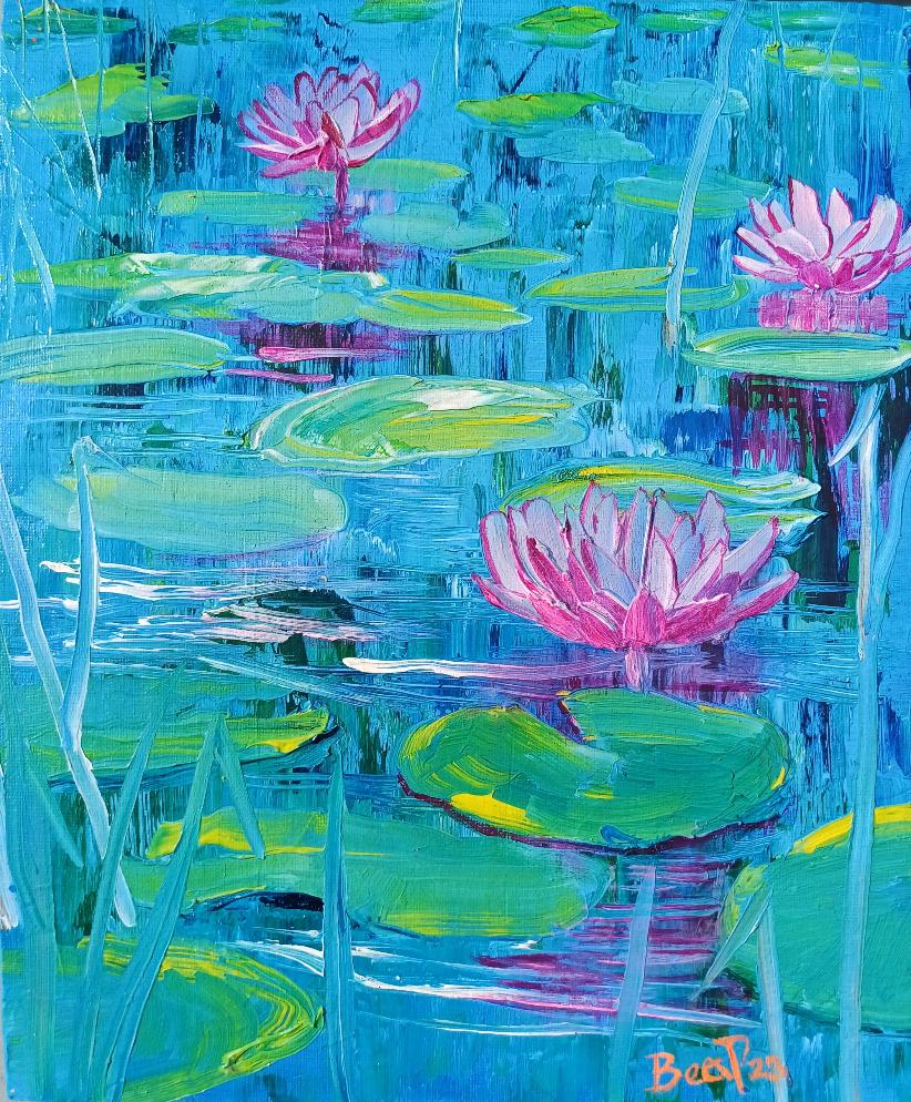 Froggies Friends - Painting in Acrylic on Canvas Board - 303mm x 254mm