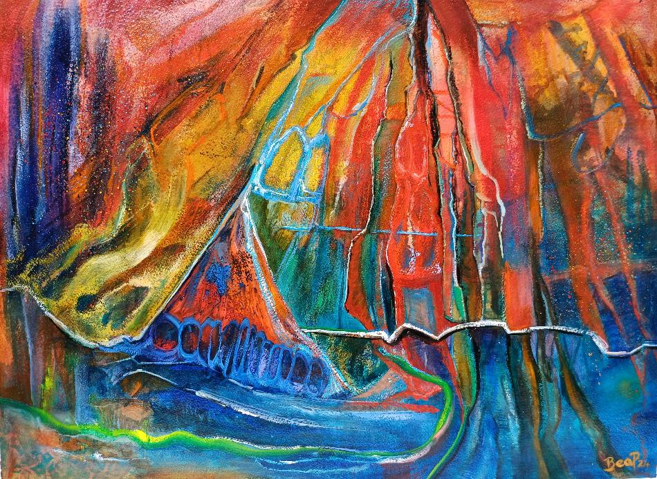 Red Storm For What It's Worth - Painting in Mixed Media on Archers Cotton Rag Paper - 570mm x 760mm