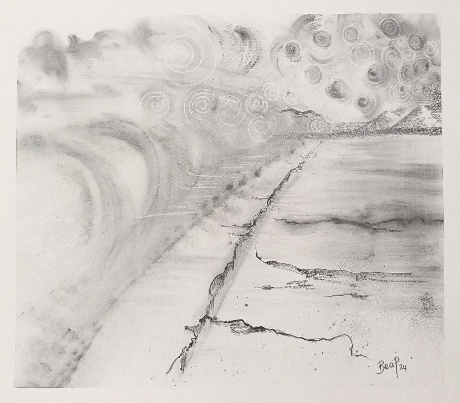 Beaches Edge - Drawing in Graphite on Artists Quality Paper - 335mm x 380mm