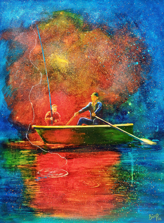 Casting Practice - Painting in Inks and Oils on Canvas - 800mm x 605mm