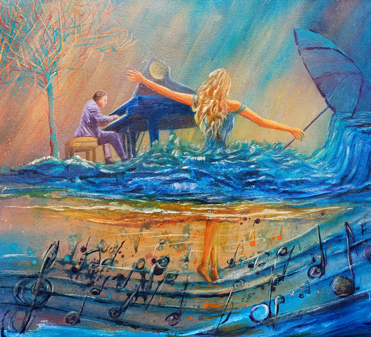 Let the Music Flow - Painting in Oil on Canvas - 610mm x 610mm