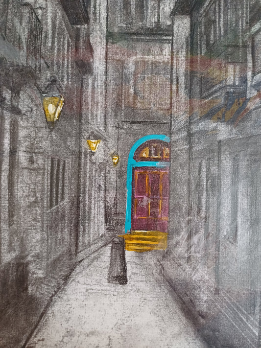 Poppins Lane - Drawing in Charcoal on Artists Quality Paper - 455mm x 370mm