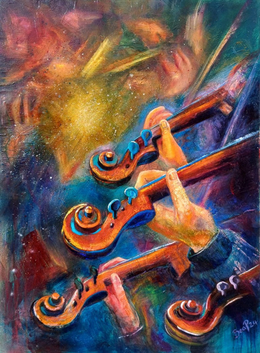 Crowd of Viola's - Painting in Mixed Media on Archers Cotton Rag Paper - 760mm x 570mm