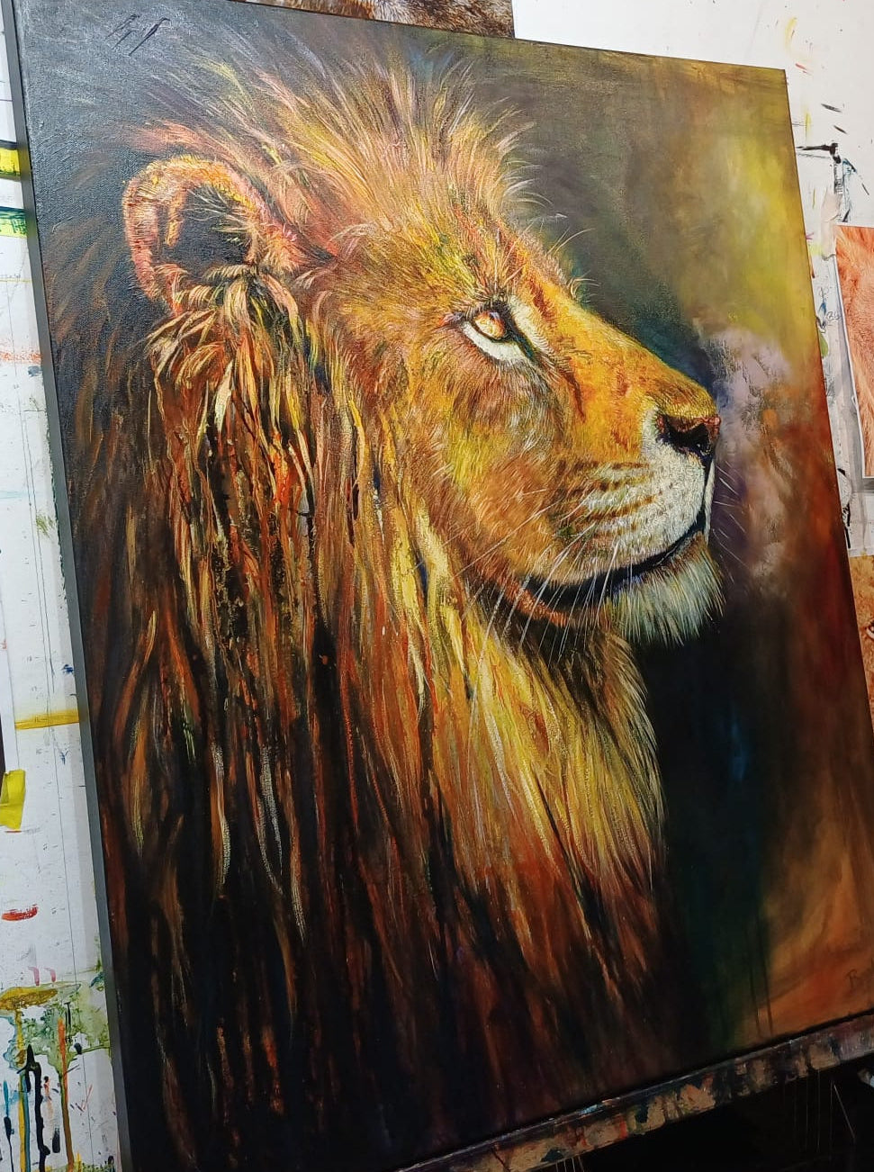 Lion of Judah - Print of Painting in mixed media and oil on canvas - 500mm x 400mm
