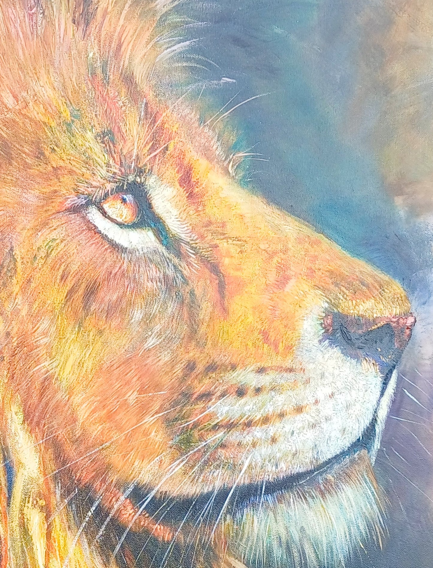 Lion of Judah - Print of Painting in mixed media and oil on canvas - 500mm x 400mm