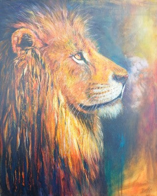 Lion of Judah - Print of Painting in mixed media and oil on canvas - 500mm x 400mm