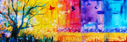 No Thorns in the Vine - Painting in Inks and Oils on Canvas - 400mm x 1200mm