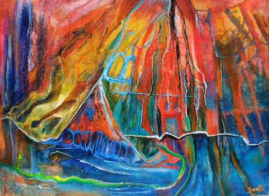 Red Storm For What It's Worth - Painting in Mixed Media on Archers Cotton Rag Paper - 570mm x 760mm